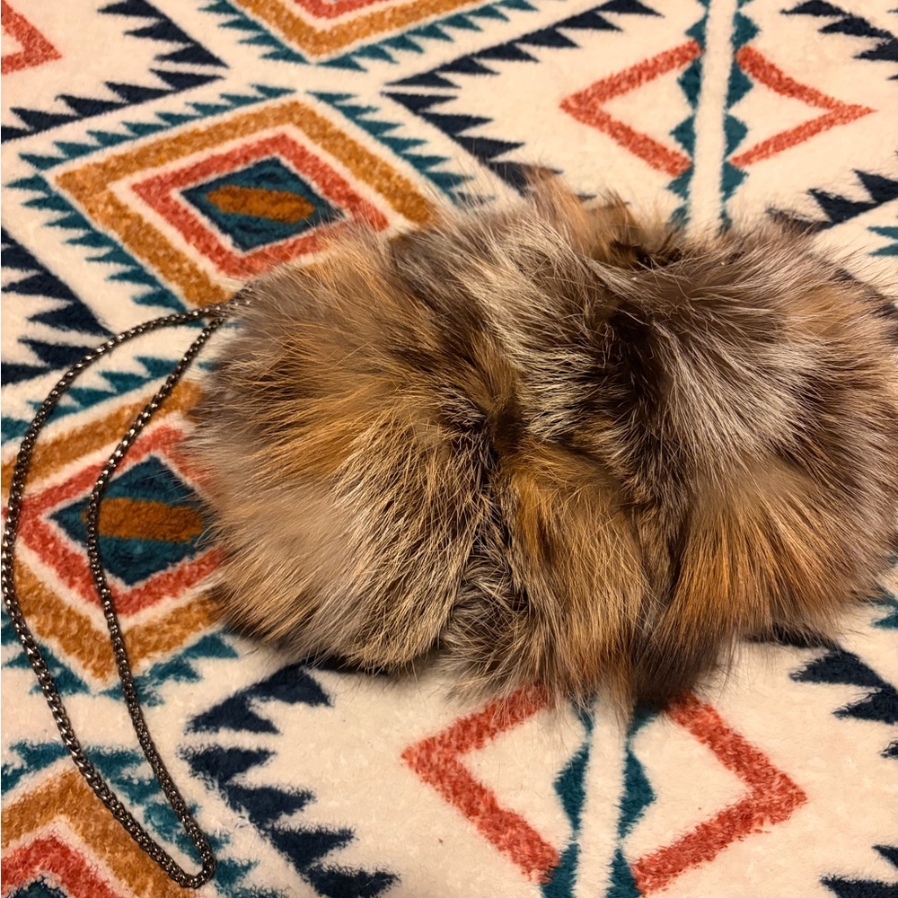Genuine Fur Clutch with Chain Strap